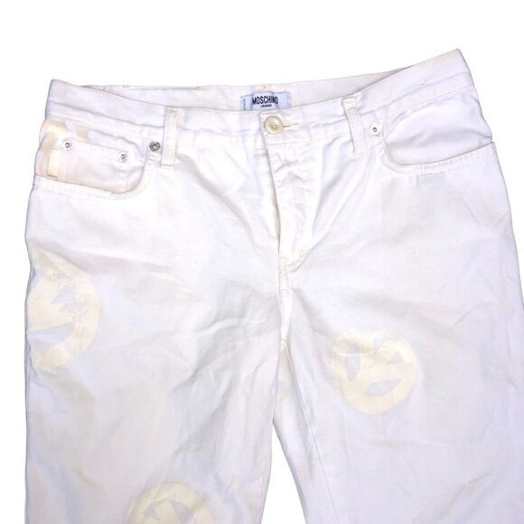 Vintage Moschino Reflective Peace Jeans Size 30 White - Picture 4 of 10